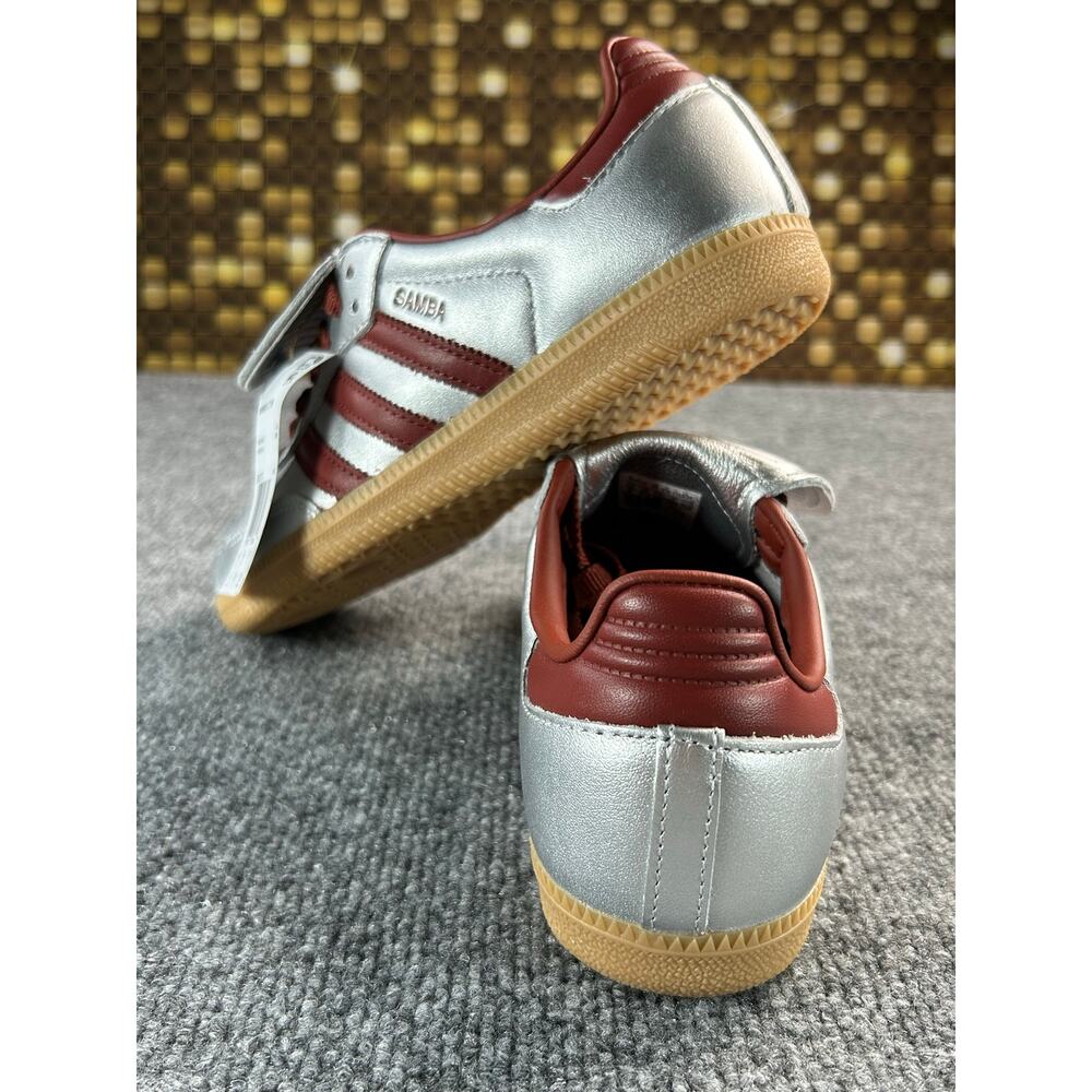 Adidas Samba LT W Silver Metallic Burgundy Gum Sneakers Women's Size 6 - Picture 2 of 10